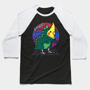 Aesthetic Vaporwave Cockatiel Dinosaur Doodle Baseball T-Shirt